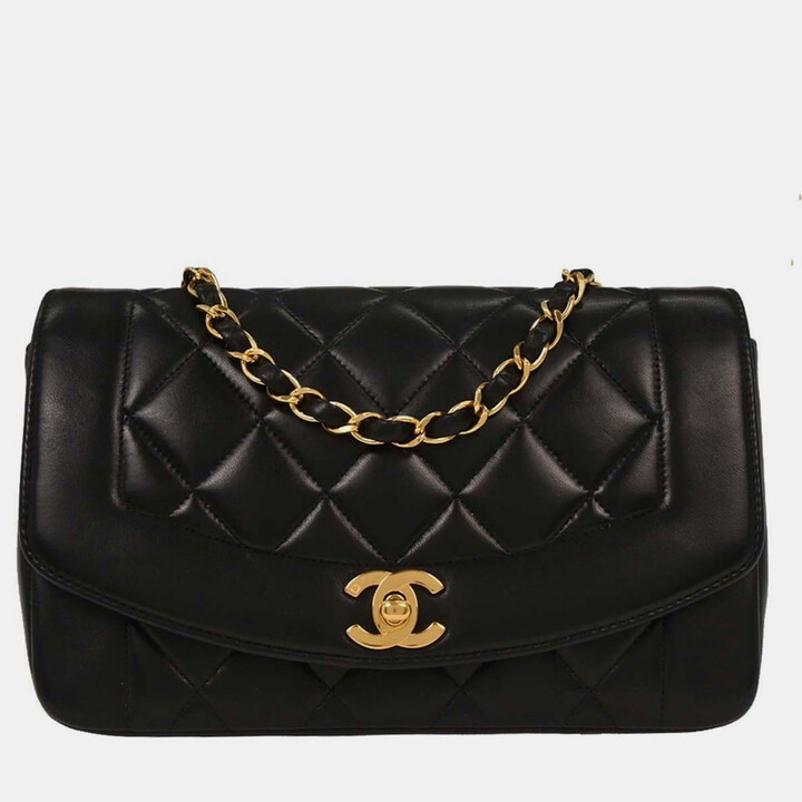 Chanel Black Lambskin Small Diana Shoulder Bag