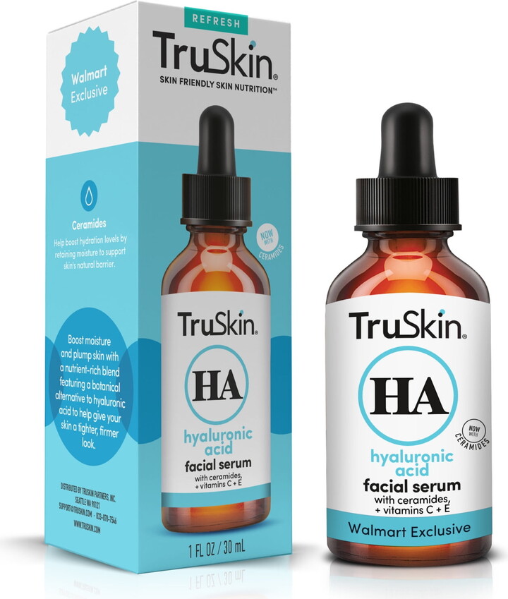 TruSkin Hyaluronic Acid Face Serum, Dual-Action Hydration with Ceramides & Aloe, 1 fl oz