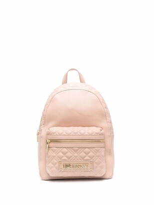 Love Moschino Quilted Logo-Plaque Backpack