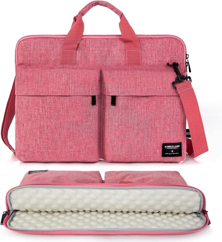 Slim 17.3 inch Laptop Sleeve Bag Carrying Case with Shoulder Strap, Notebook Ultrabooks Computer Handbag Cover for Men Women Fit for Acer Asus Hp Pink