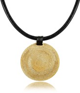 Thumbnail for your product : Stefano Patriarchi Golden Silver Etched Medium Round Pendant w/Leather Lace