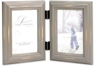 Lawrence Frames Hinged Double Picture Frame, 4 by 6-Inch, Weathered Gray