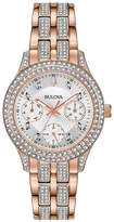 Thumbnail for your product : Bulova 33mm Crystal Chronograph Watch w/ Bracelet Strap, Rose Gold