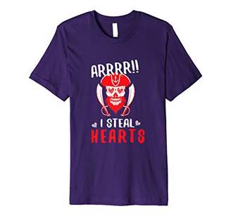 I Steal Hearts Pirate Valentines Day T-Shirt Funny Valentine
