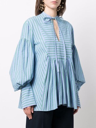 Rosie Assoulin Gathered-Detail Long-Sleeve Blouse