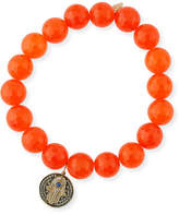 Thumbnail for your product : Sydney Evan 10mm Orange Agate Beaded Bracelet with Diamond & Sapphire Hamsa Charm