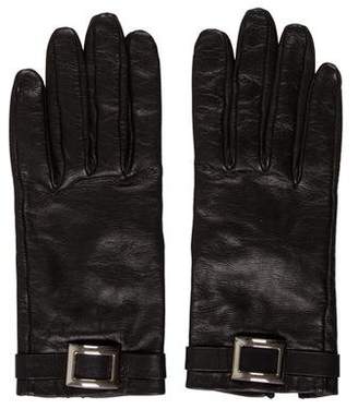 Hermes Buckle-Accented Leather Gloves