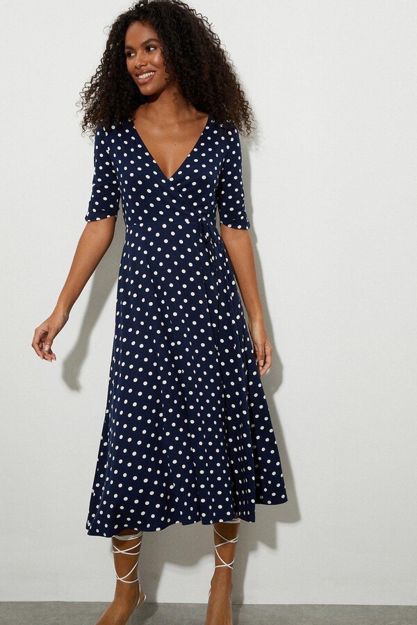 Pleated Midi Dress Ax Paris Navy Polka Dot Dress Pleated Midi Ax