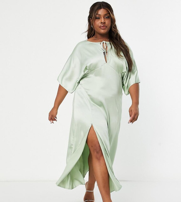 Satin Asos Plus Size Midi Dresses ASOS Curve ASOS DESIGN Curve