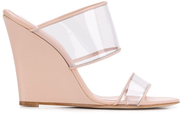 clear wedge mules