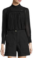 Thumbnail for your product : Isabel Marant Embroidered Mock-Neck Tunic Blouse