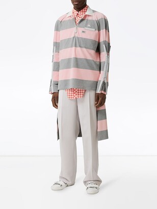 Burberry Long-Sleeved Zip Detail Striped Polo Shirt
