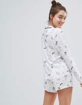 Thumbnail for your product : ASOS DESIGN Illustrated Conversational Short Pajama Set in 100% Modal
