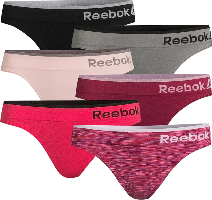 Reebok Women’s Underwear Seamless Thong Panties, 6-Pack, Sizes XS-3XL