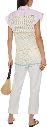 Altuzarra Batten Striped Cotton-poplin And Crochet-knit Shirt