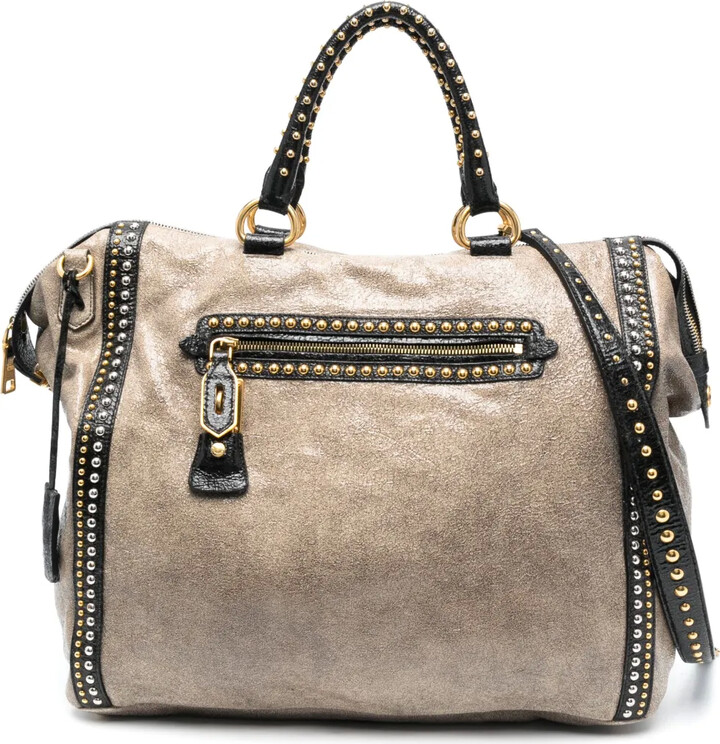 Prada Pre-Owned 2010s Stud-Embellished Zipped Two-Way Bag