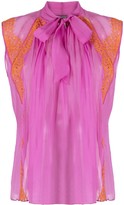 Thumbnail for your product : Alberta Ferretti Lace-Panelled Sleeveless Blouse