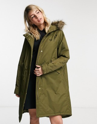 Fred Perry padded fishtail parka in olive - ShopStyle Outerwear
