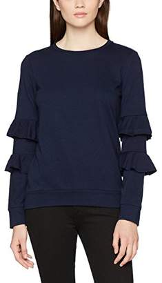 Dorothy Perkins Women's Ruffle Sleeve Sweatshirt, (Navy Blue)
