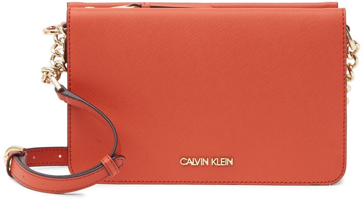 saffiano leather chainlink crossbody bag