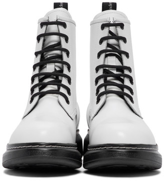 Alexander McQueen White Leather Lace-Up Boots
