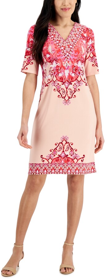 JM Collection Petite Printed V-Neck Dress, Created for Macy's - ShopStyle