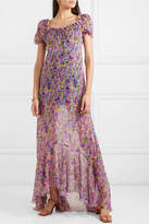 Thumbnail for your product : Raquel Diniz Alice Floral-print Silk-chiffon Maxi Dress - Purple