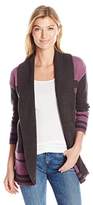 Thumbnail for your product : Leo & Nicole Women's Long Sleeve Color Block Open Cardigan Sweater