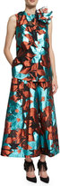 Thumbnail for your product : DELPOZO Metallic Floral Burnout Midi Skirt, Blue
