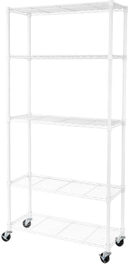 Seville Classics UltraDurable 5-Tier Commercial NSF certified Steel Wire Shelving System in White (36 in. W x 14 in. D x 75 in. H)