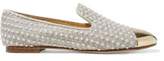 Thumbnail for your product : Giuseppe Zanotti Embroidered Gauze And Embellished Leather Slippers
