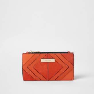 River Island Womens Orange diamond panel slim foldout purse