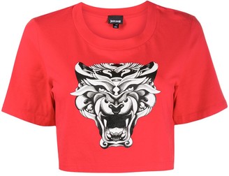 Just Cavalli tiger-print cropped T-shirt