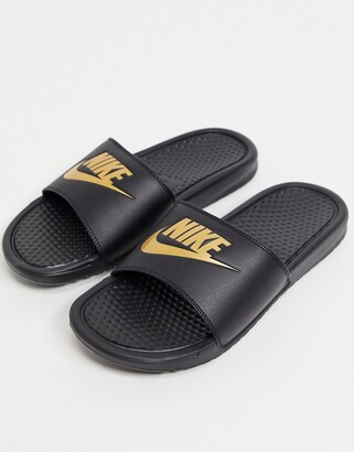 nike benassi jdi sliders in black