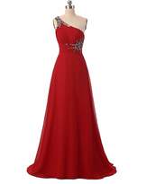 Thumbnail for your product : Angela One Shoulder Ombre Long Chiffon Evening Prom Dresses Black Red