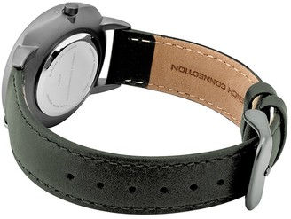 French Connection Black Dial Khaki Leather Strap