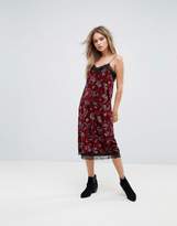 Thumbnail for your product : Moon River Velvet Printed Midi Dress With Lace Hem
