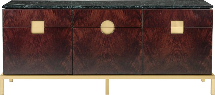 Ghidini 1961 Zuan Dining Cabinet In Satin Brass Legs With Mahogany Wood By Paolo Rizzatto