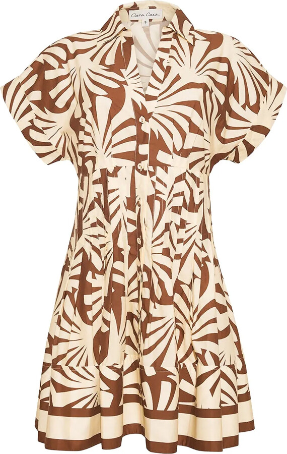 Cara Cara Nash leaf-print pleated mini dress