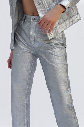French Connection Tate Metallic Denim Relaxed Straight Jeans