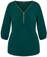 Thumbnail for your product : City Chic Sexy Fling Elbow Sleeve Top - sea green