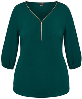 City Chic Sexy Fling Elbow Sleeve Top - sea green