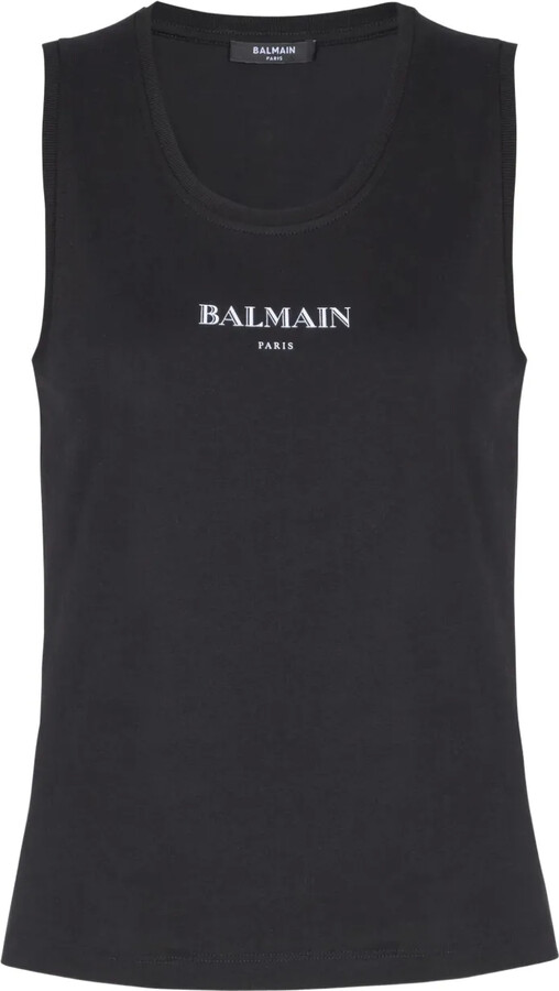 Balmain Logo-Print Cotton Top