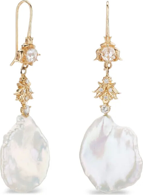 Sofia Zakia 14K yellow gold Boon pearl diamond earrings