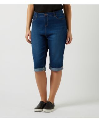 New Look Inspire Blue Denim Knee Length Shorts