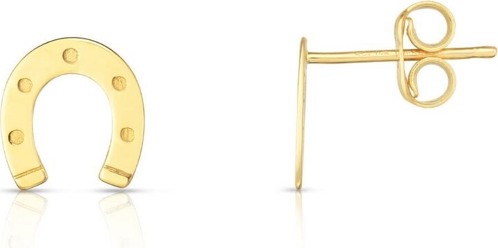 The Lovery Gold Horseshoe Stud Earrings 14K Gold