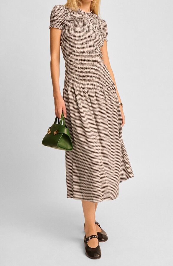 Reformation Kira Check Print Midi Dress