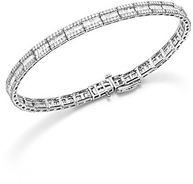 Bloomingdale's Baguette and Round Diamond Tennis Bracelet in 14K White Gold, 3.25 ct. t.w. - 100% Exclusive