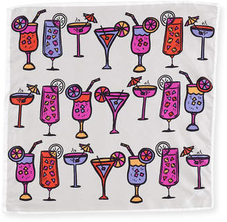 Anna Coroneo Mini Square Silk Twill Cocktail Scarf, Pink/White/Multicolor
