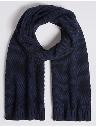 M&S Collection Textured Pure Cotton Knitted Scarf